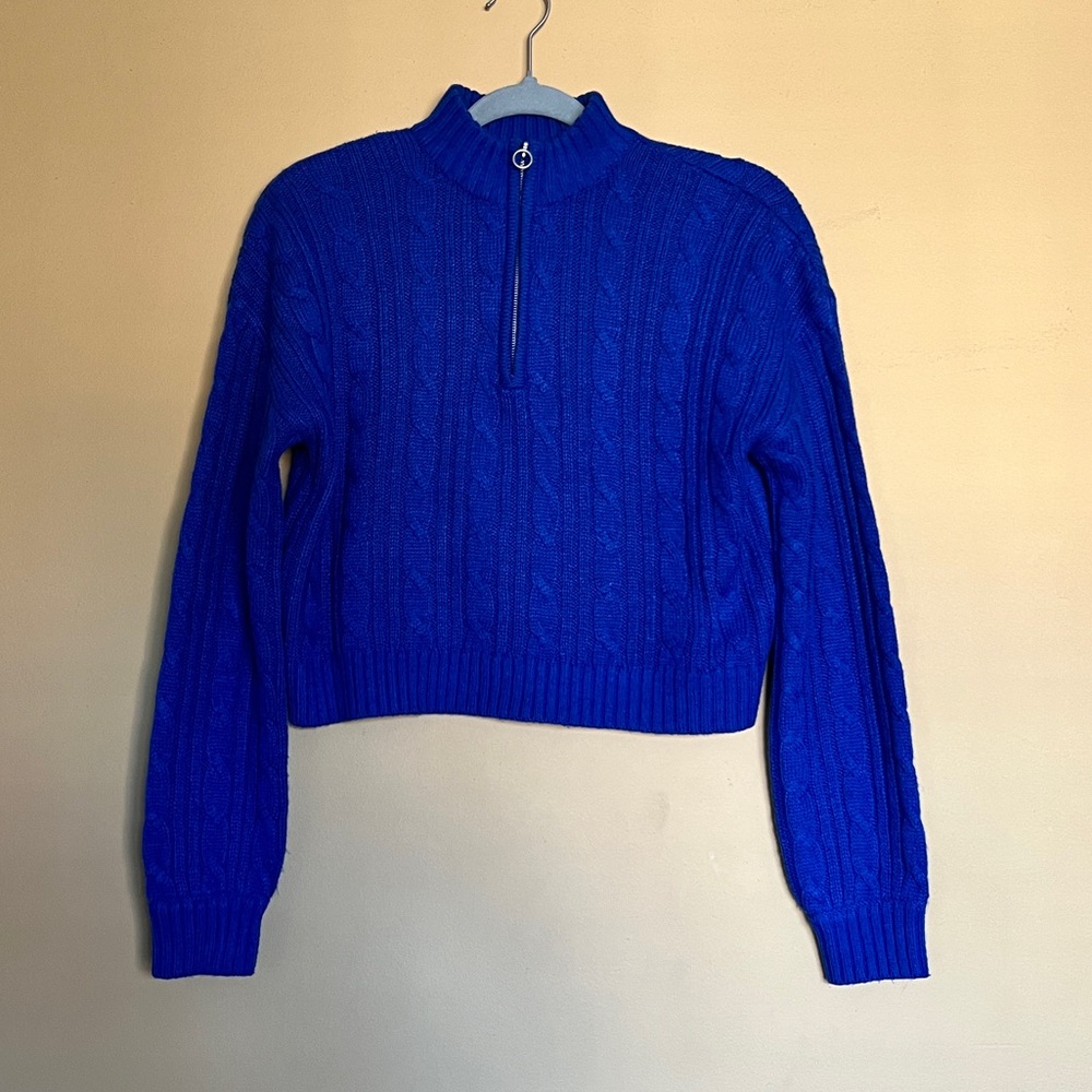 New Look Women's Royal Blue Quater-Zip Sweater